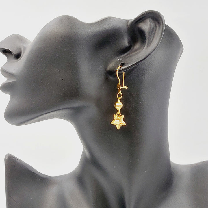 21K حلق نجمة نقش-مجوهرات الشيخ سعيد-Saeed Jewelry 