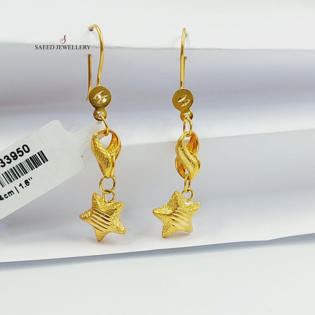 21K حلق نجمة نقش-مجوهرات الشيخ سعيد-Saeed Jewelry 