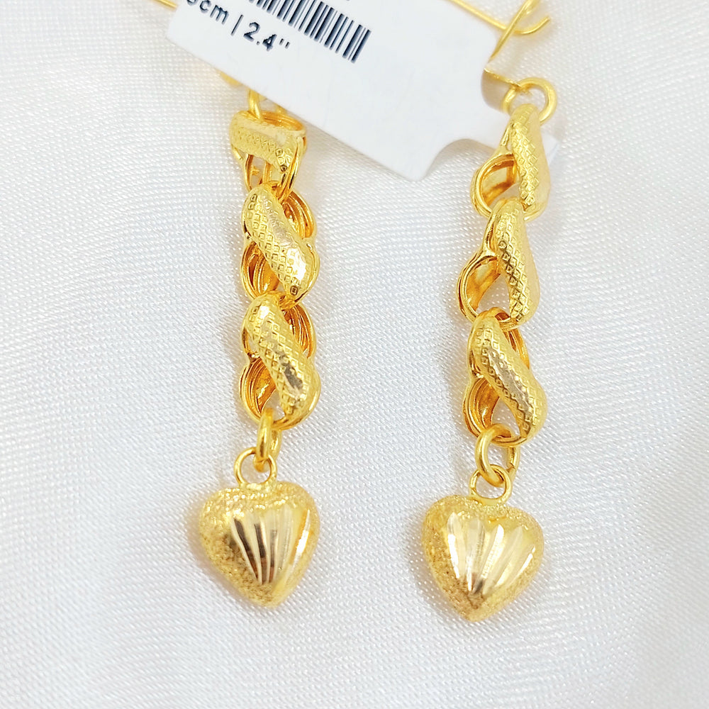 Heart Earrings Made of 21K Gold by Saeed Jewelry 