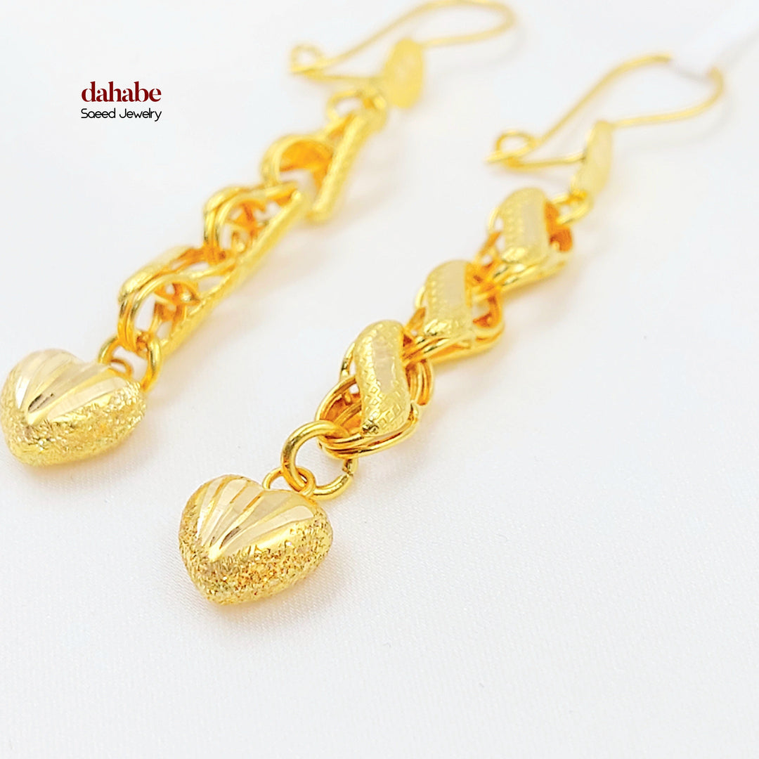Heart Shankle Earrings Made of 21K Gold by Saeed Jewelry 