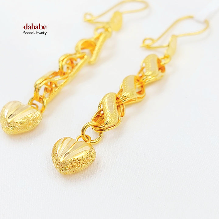 Heart Shankle Earrings Made of 21K Gold by Saeed Jewelry 