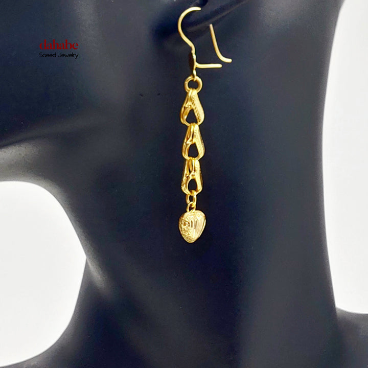 Heart Shankle Earrings Made of 21K Gold by Saeed Jewelry 