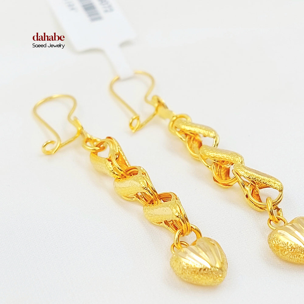 Heart Shankle Earrings Made of 21K Gold by Saeed Jewelry 