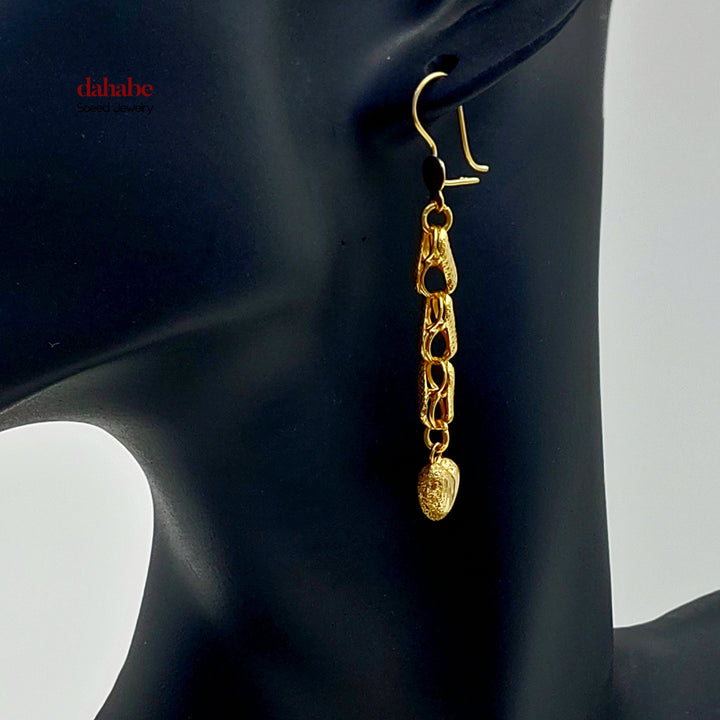 Heart Shankle Earrings Made of 21K Gold by Saeed Jewelry 