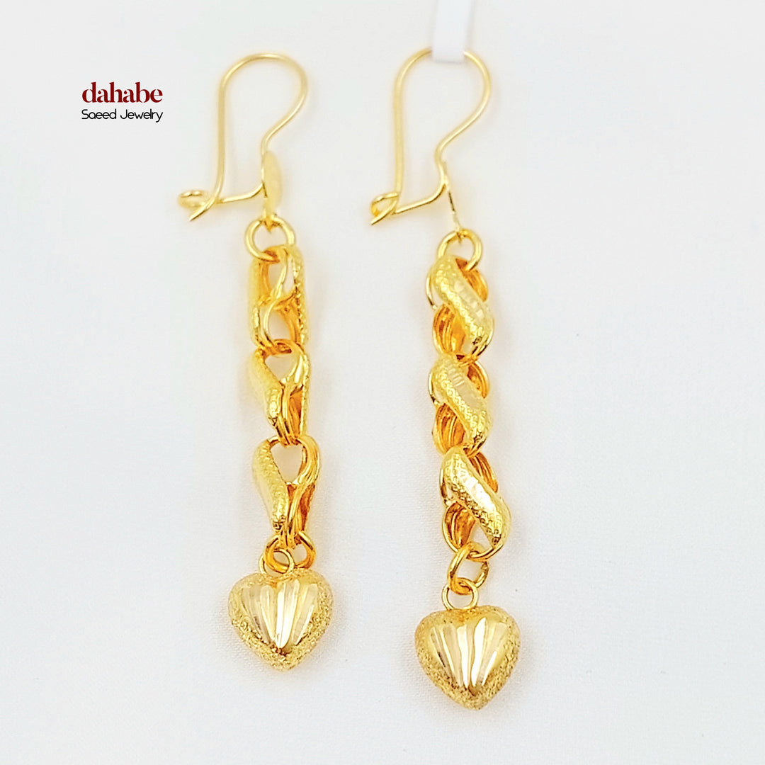 Heart Shankle Earrings Made of 21K Gold by Saeed Jewelry 