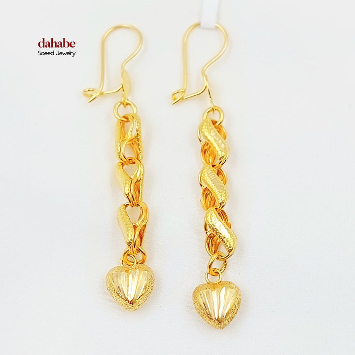 Heart Shankle Earrings Made of 21K Gold by Saeed Jewelry 