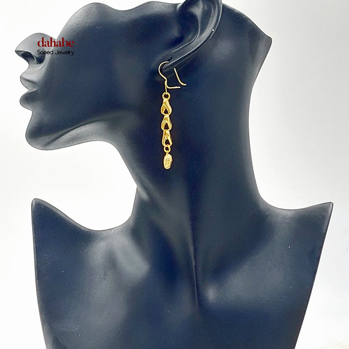 Heart Shankle Earrings Made of 21K Gold by Saeed Jewelry 