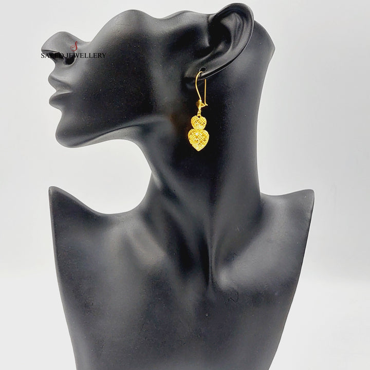 21K Gold Heart Bahraini Earrings by Saeed Jewelry - Image 5