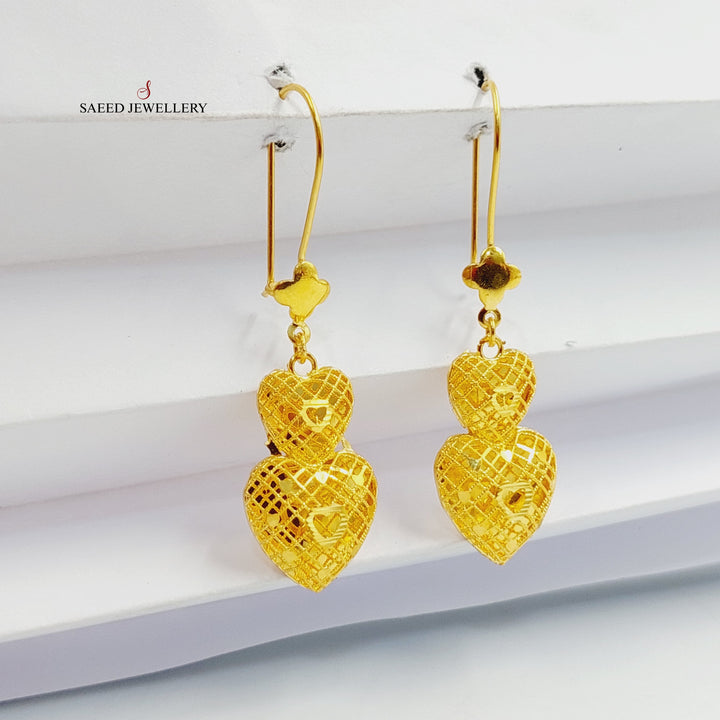 21K Gold Heart Bahraini Earrings by Saeed Jewelry - Image 1