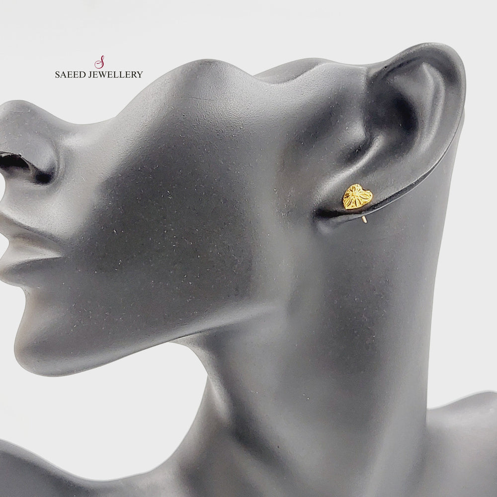 21K Gold Heart Screw Earrings by Saeed Jewelry - Image 2