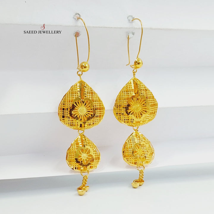 21K Gold Heart Tears Earrings by Saeed Jewelry - Image 1