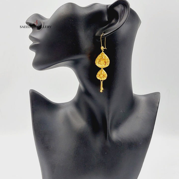 21K Gold Heart Tears Earrings by Saeed Jewelry - Image 4