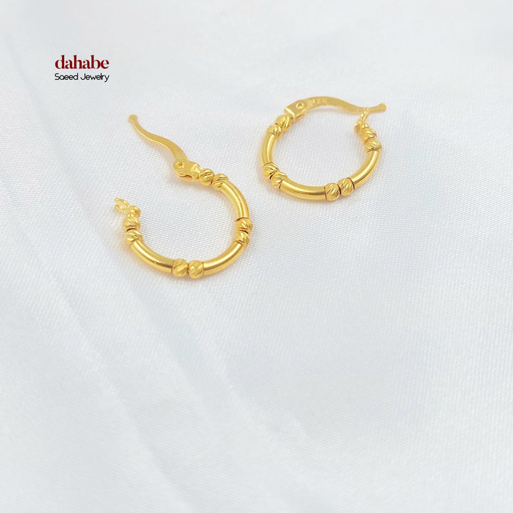 21K Gold Textured Hoop Earrings