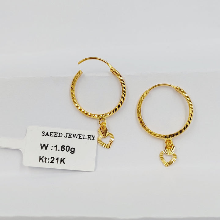 21K حلق ذبلة-مجوهرات الشيخ سعيد-Saeed Jewelry 