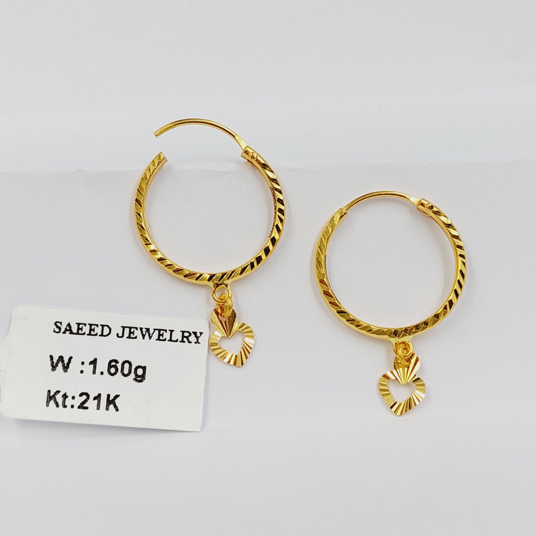 21K حلق ذبلة-مجوهرات الشيخ سعيد-Saeed Jewelry 