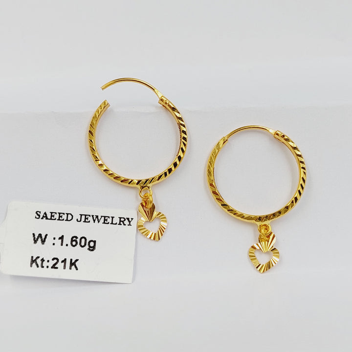 21K حلق ذبلة-مجوهرات الشيخ سعيد-Saeed Jewelry 