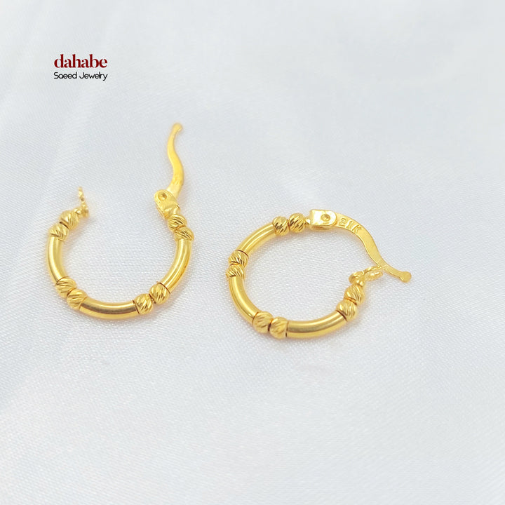 21K Gold Textured Hoop Earrings