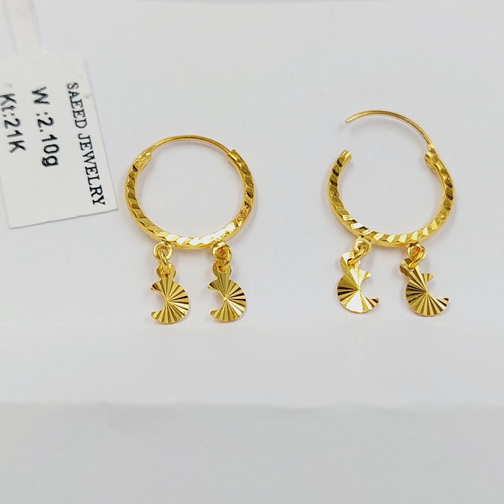 21K حلق ذبلة-مجوهرات الشيخ سعيد-Saeed Jewelry 