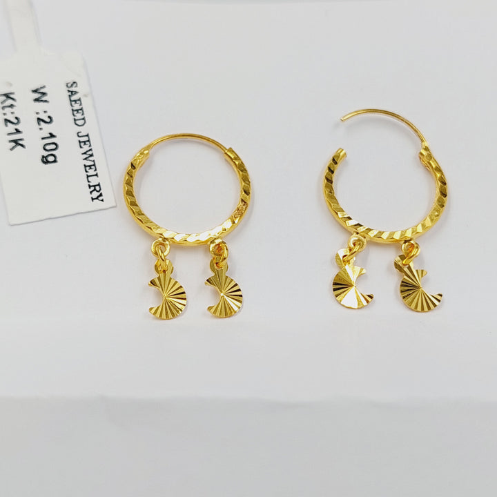 21K حلق ذبلة-مجوهرات الشيخ سعيد-Saeed Jewelry 