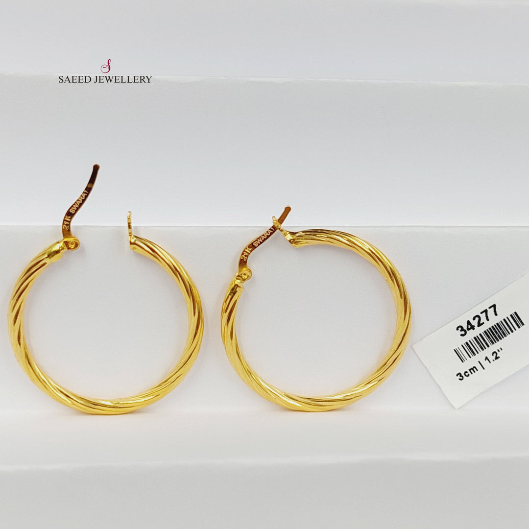 Hoop Earrings Made of 21K Gold by Saeed Jewelry 