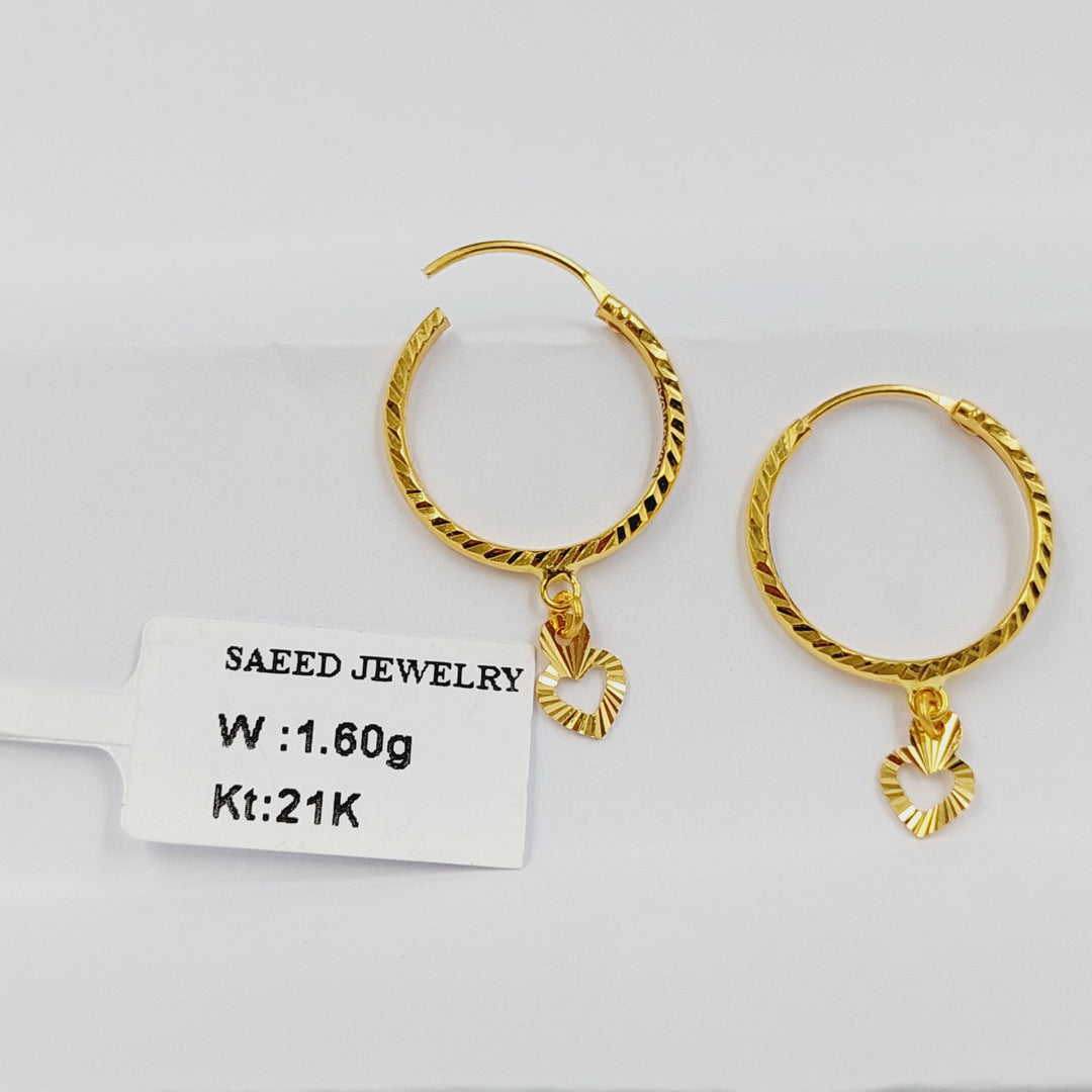 21K حلق ذبلة-مجوهرات الشيخ سعيد-Saeed Jewelry 