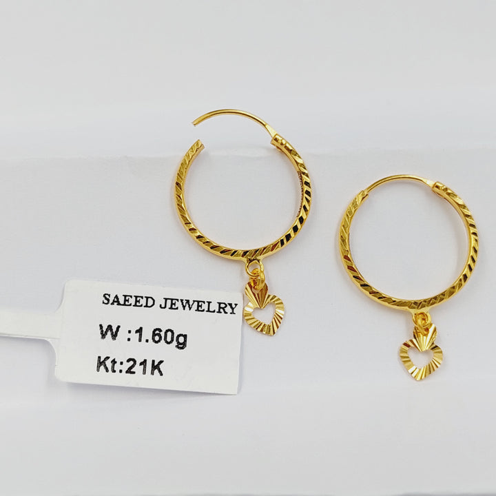21K حلق ذبلة-مجوهرات الشيخ سعيد-Saeed Jewelry 