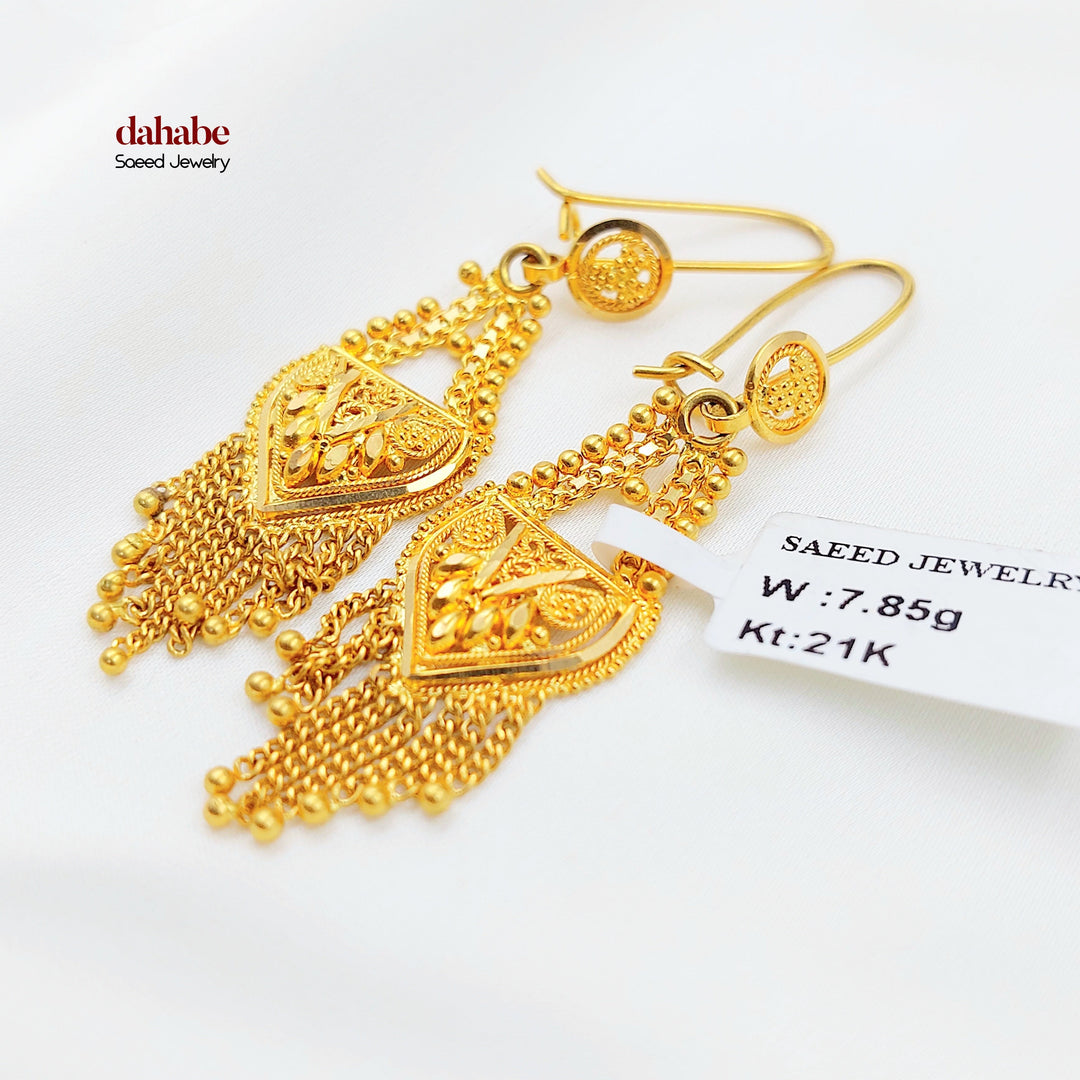 Indian Earrings Made of 21K Gold by Saeed Jewelry 