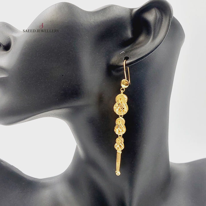 21K Gold Kuwaiti Earrings by Saeed Jewelry - Image 3