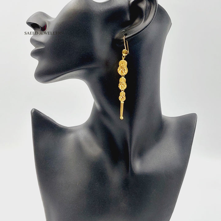 21K Gold Kuwaiti Earrings by Saeed Jewelry - Image 4