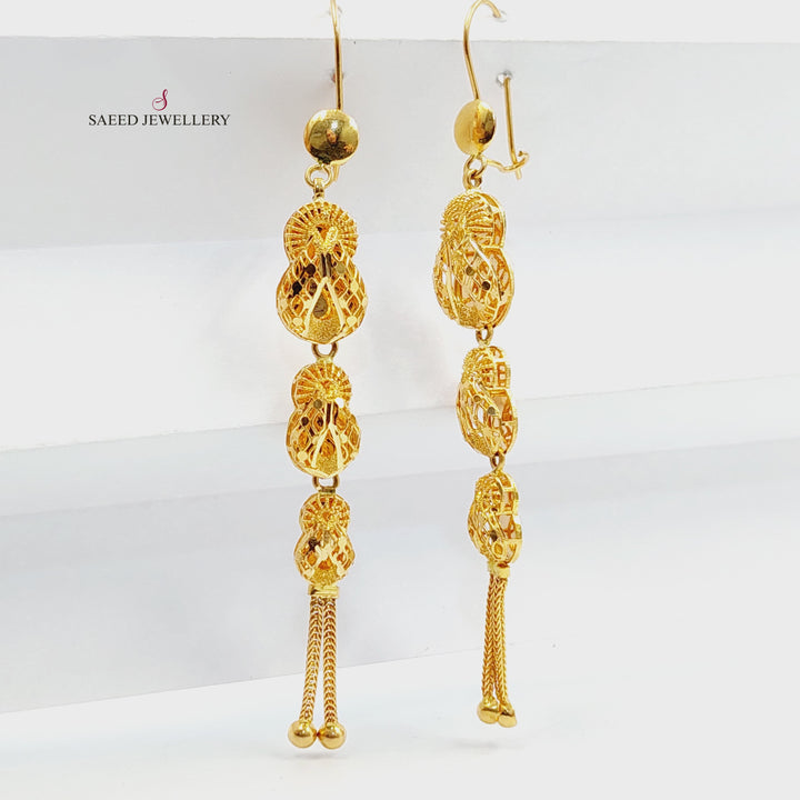 21K Gold Kuwaiti Earrings by Saeed Jewelry - Image 2