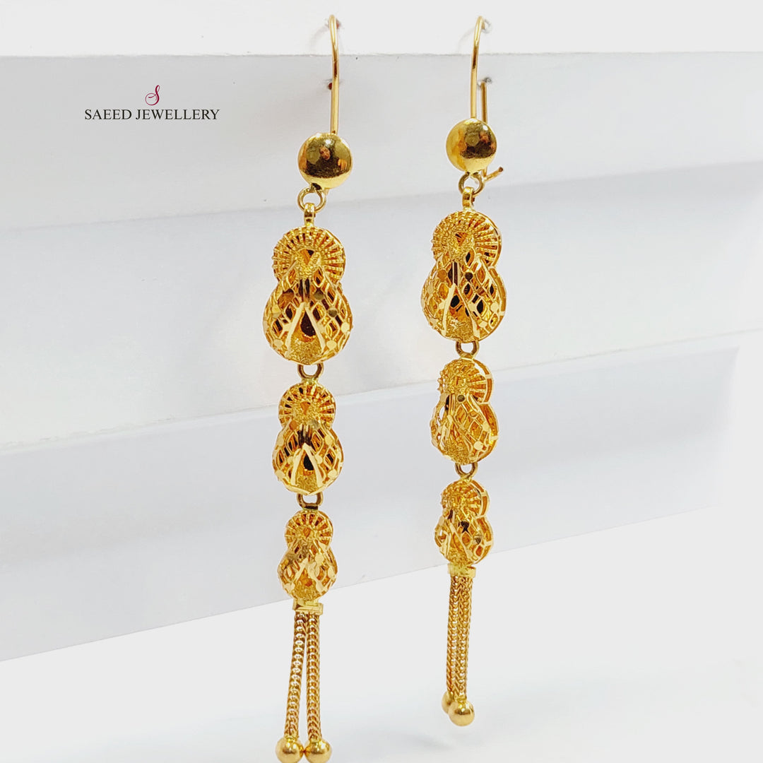 21K Gold Kuwaiti Earrings by Saeed Jewelry - Image 1