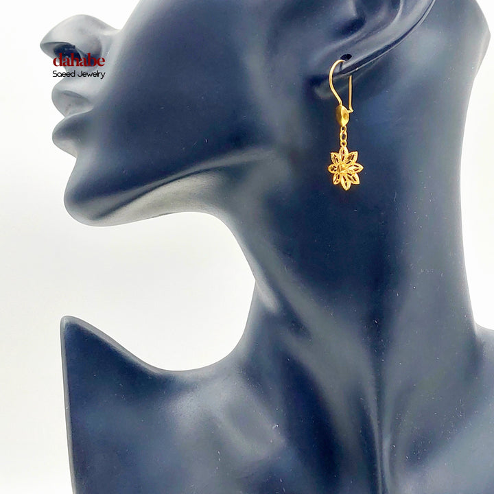 21K حلق ورق الشجر-مجوهرات الشيخ سعيد-Saeed Jewelry 