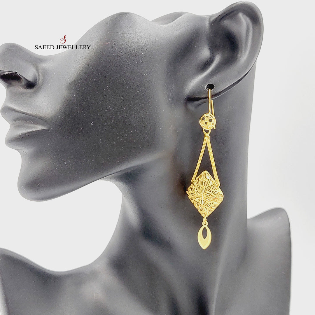 21K Gold Leaf Earrings by Saeed Jewelry - Image 2