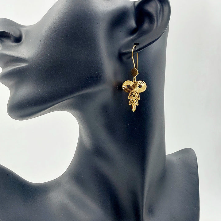 Leaf Earrings Made of 21K Gold by Saeed Jewelry 