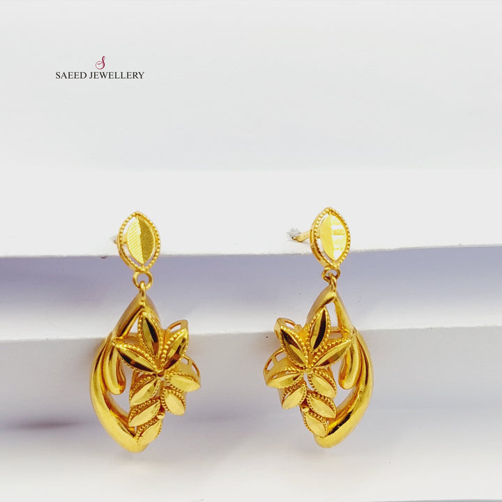 21K Gold Leaf Screw Earrings by Saeed Jewelry - Image 1