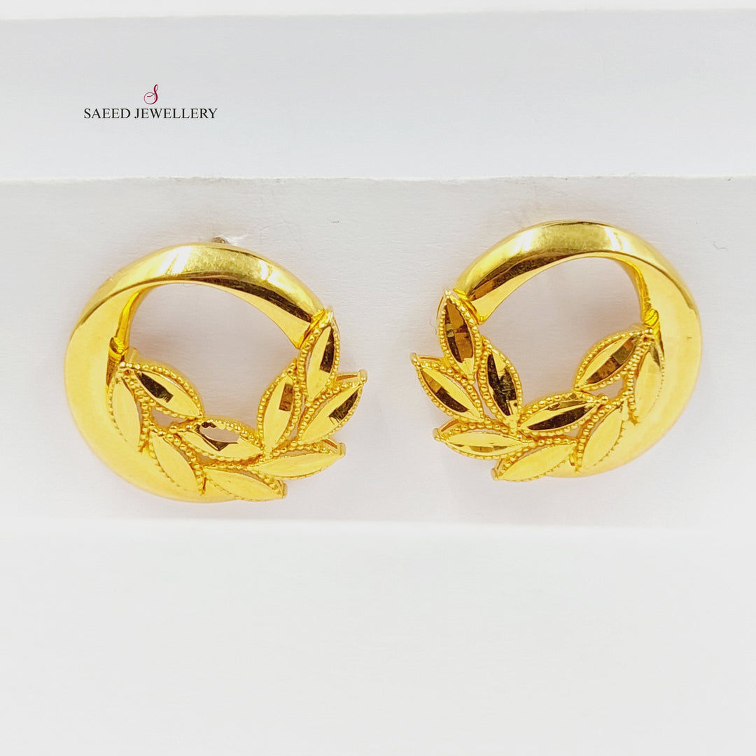 21K Gold Leaf Screw Earrings by Saeed Jewelry - Image 6