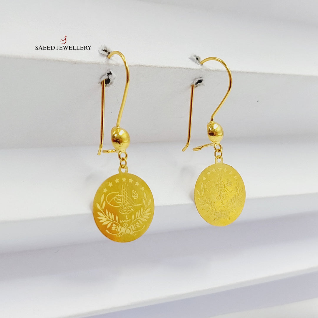 21K Gold Light Rashadi Liras Earrings by Saeed Jewelry - Image 1