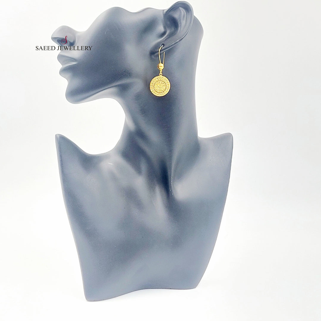 Rashadi Shankle Earrings Made of 21K Gold by Saeed Jewelry 