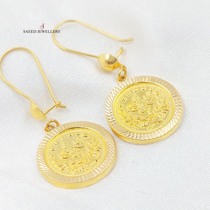 Rashadi Shankle Earrings Made of 21K Gold by Saeed Jewelry 
