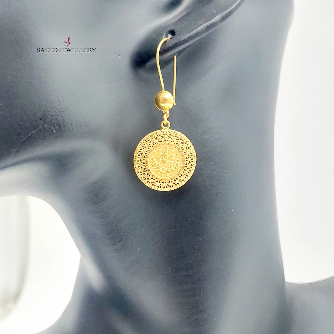 Rashadi Shankle Earrings Made of 21K Gold by Saeed Jewelry 