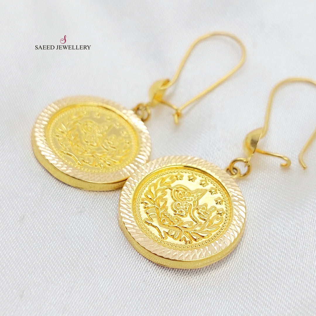 Rashadi Shankle Earrings Made of 21K Gold by Saeed Jewelry 