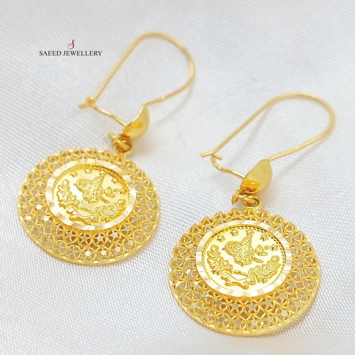 Rashadi Shankle Earrings Made of 21K Gold by Saeed Jewelry 