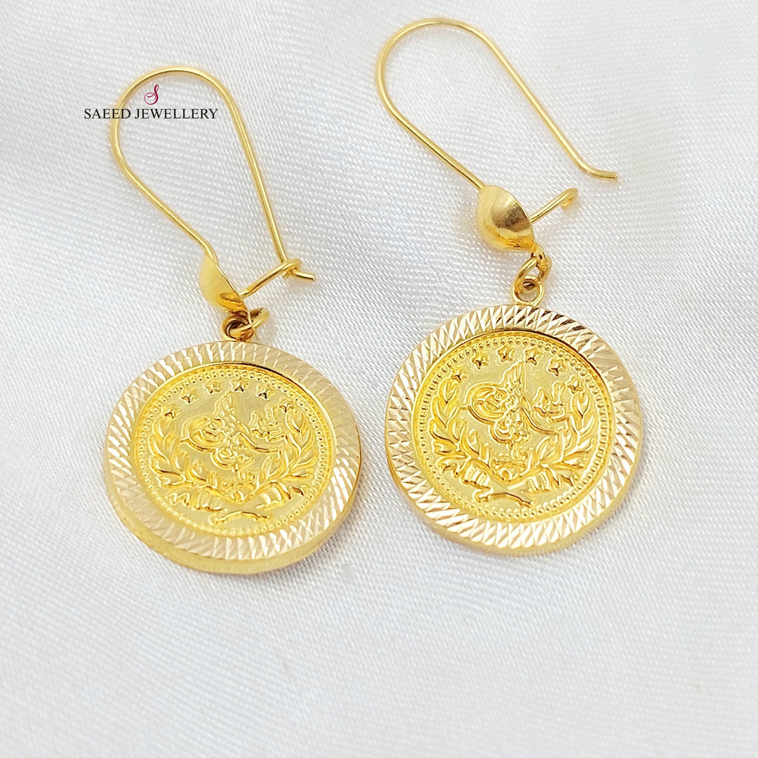 Rashadi Shankle Earrings Made of 21K Gold by Saeed Jewelry 