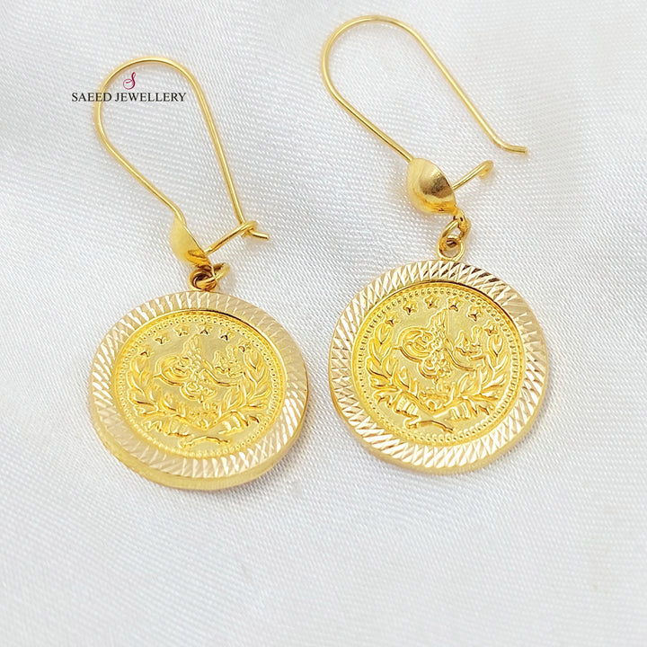 Rashadi Shankle Earrings Made of 21K Gold by Saeed Jewelry 