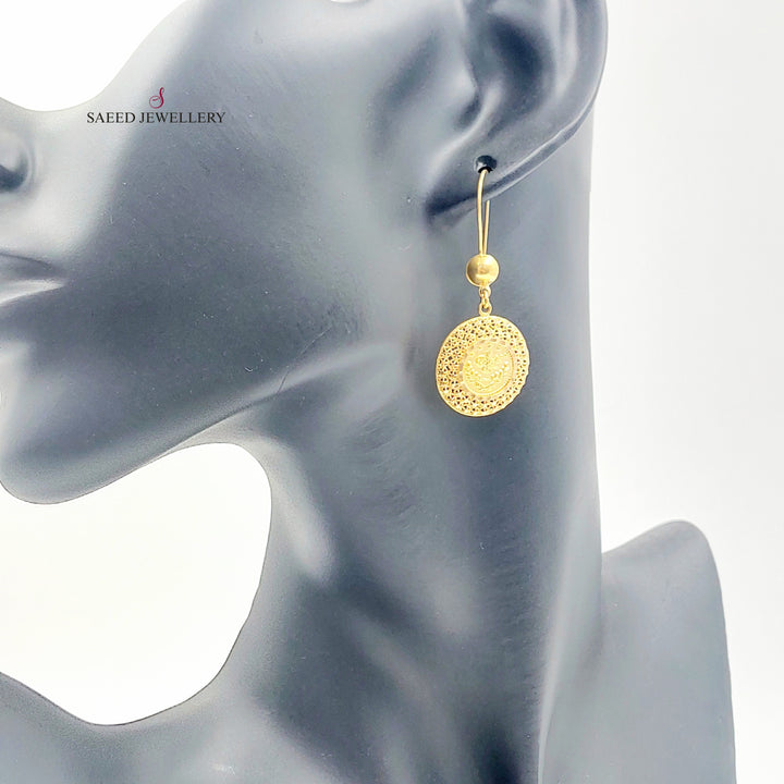 Rashadi Shankle Earrings Made of 21K Gold by Saeed Jewelry 