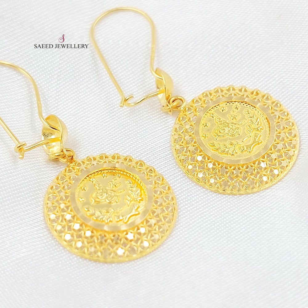 Rashadi Shankle Earrings Made of 21K Gold by Saeed Jewelry 
