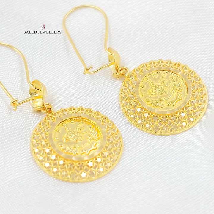 Rashadi Shankle Earrings Made of 21K Gold by Saeed Jewelry 