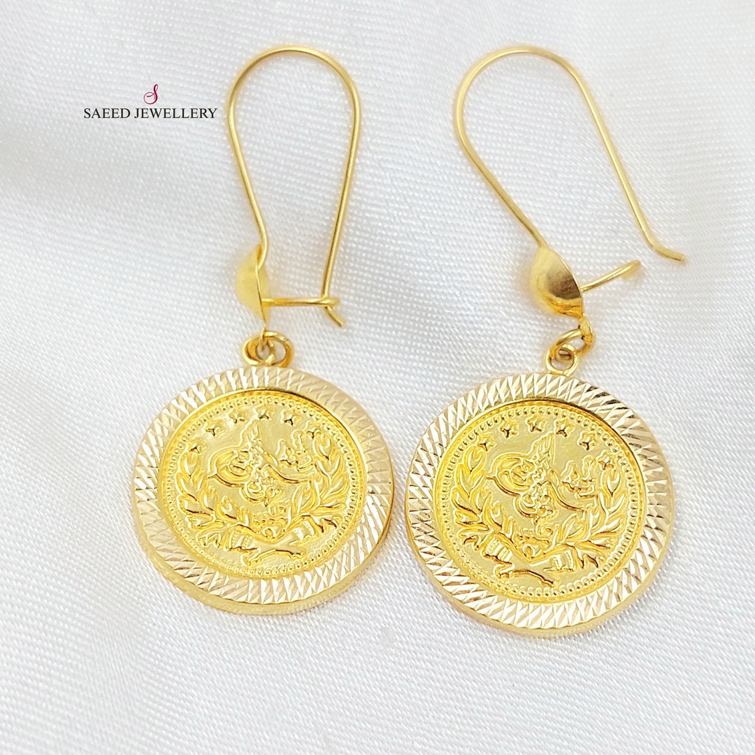 Rashadi Shankle Earrings Made of 21K Gold by Saeed Jewelry 