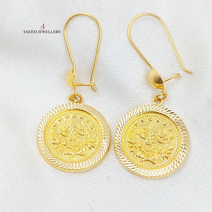 Rashadi Shankle Earrings Made of 21K Gold by Saeed Jewelry 