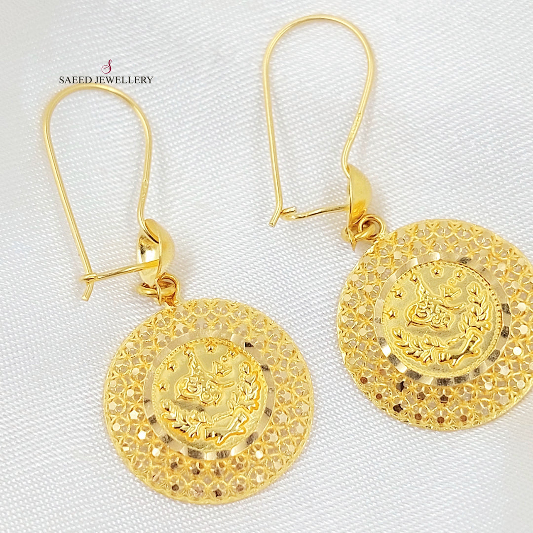 Rashadi Shankle Earrings Made of 21K Gold by Saeed Jewelry 